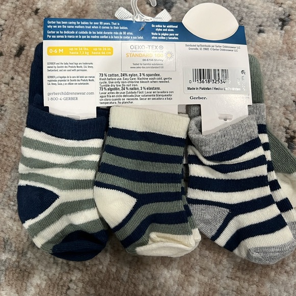SOLD NWT Gerber 6-pack Socks Set (0-6M) - Picture 3 of 3